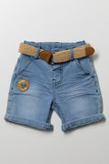 Denim Shorts with Belt Blue