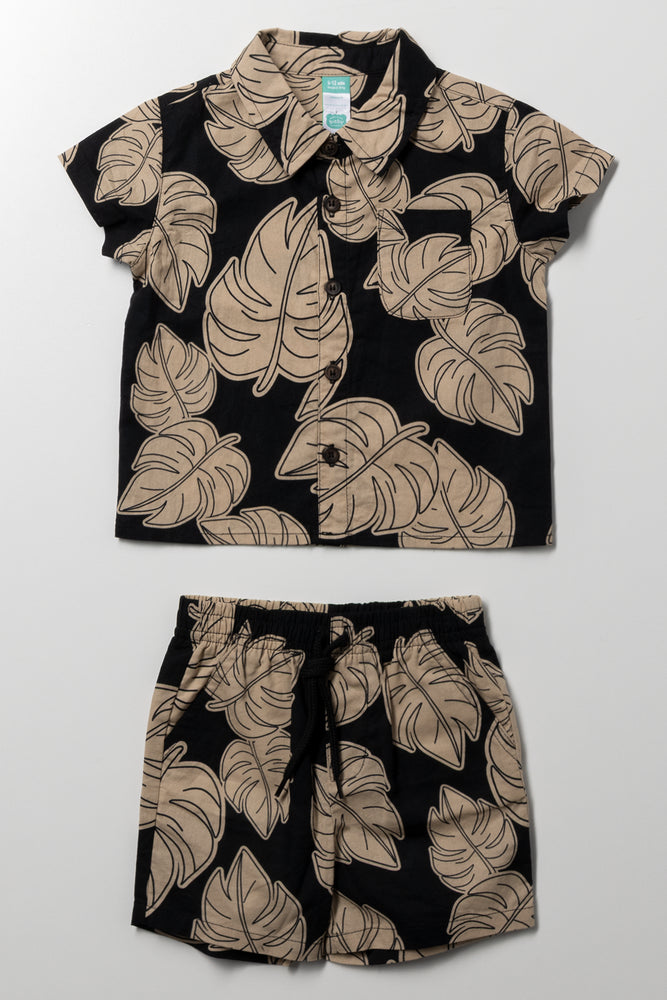 2 Piece Tropical Set Black