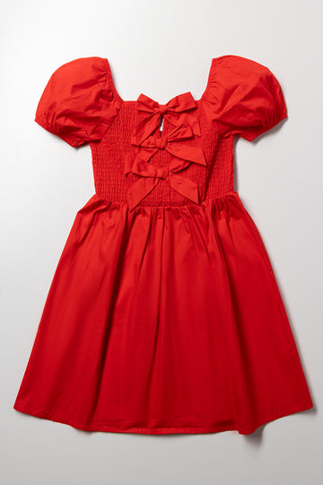 Puff Sleeve Dress Red
