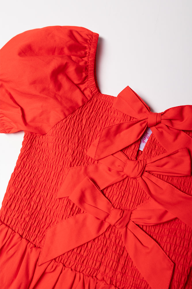 Puff Sleeve Dress Red