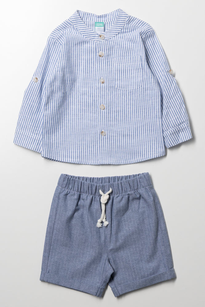 2 Piece Linen Set Blue