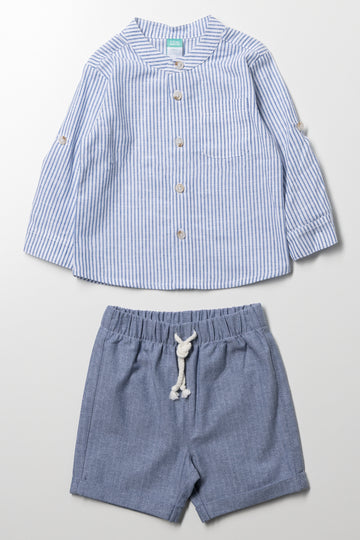 2 Piece Linen Set Blue