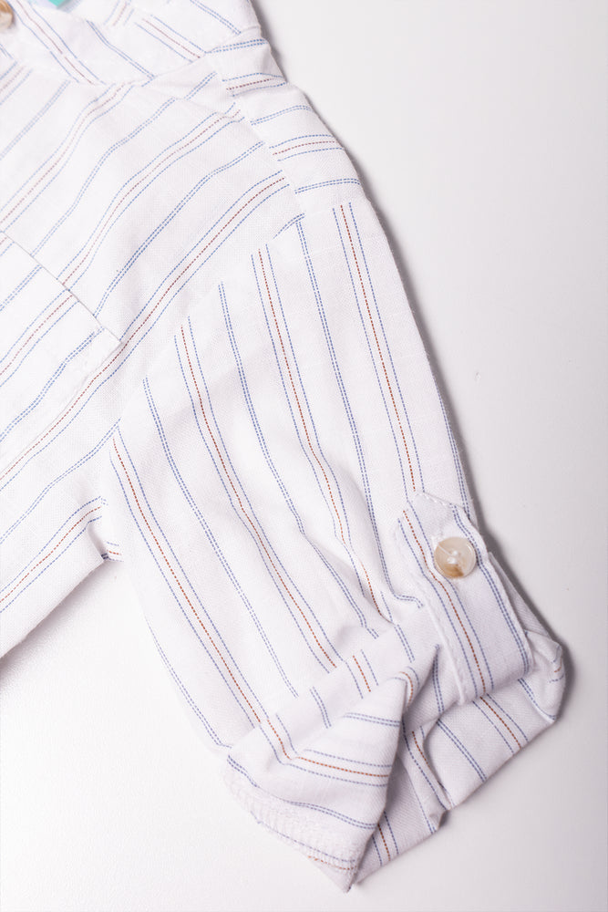 2 Piece Linen Blend Set White And Blue (2)