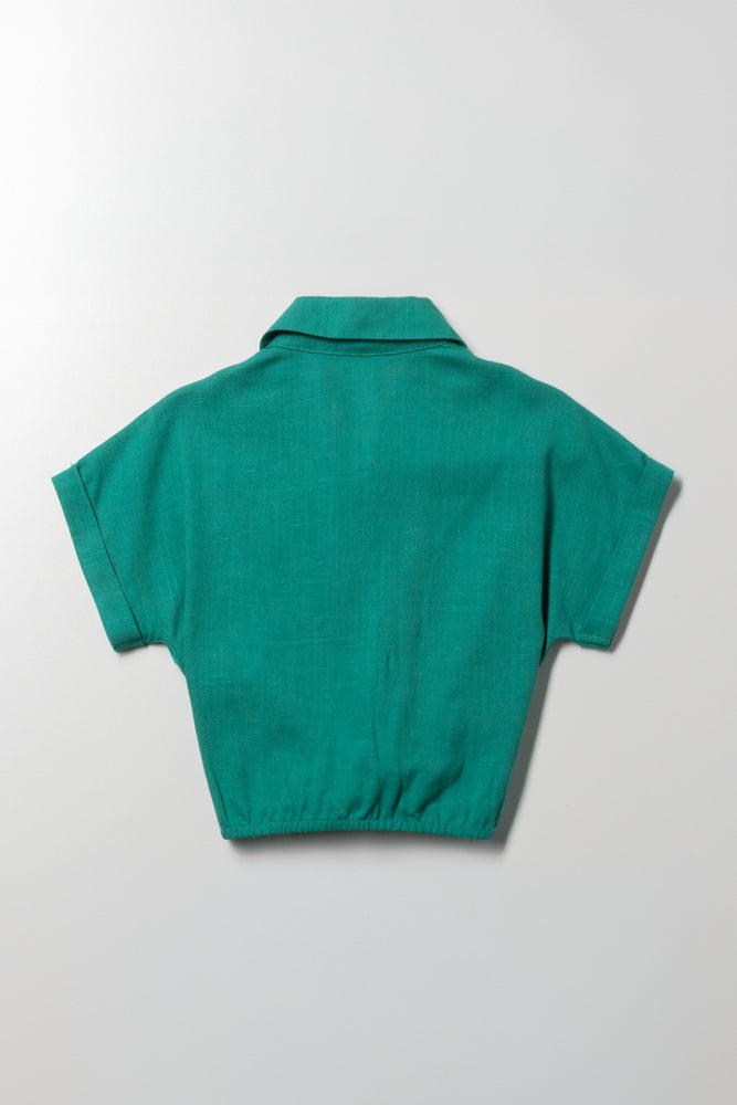 Tie Front Resort Shirt Green (2)