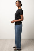 Short Sleeve Lettuce Edge Top Black (1)