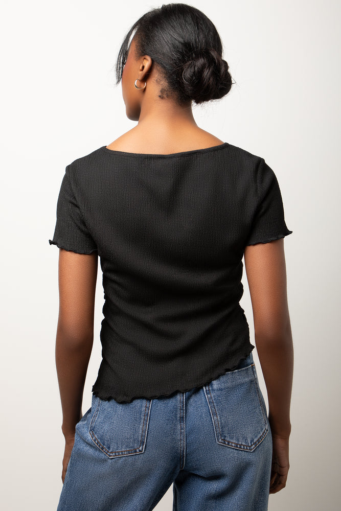 Short Sleeve Lettuce Edge Top Black (2)