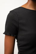 Short Sleeve Lettuce Edge Top Black (4)