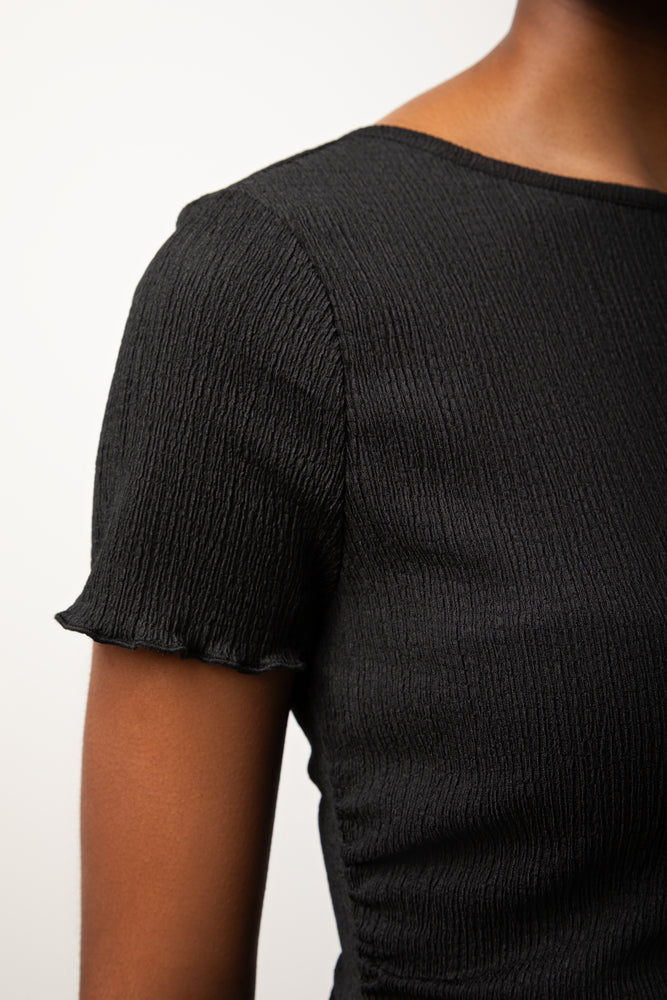 Short Sleeve Lettuce Edge Top Black (4)
