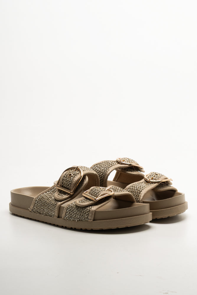 Double Buckle Sandal Natural