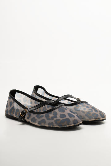 Leopard Mesh Pumps Black