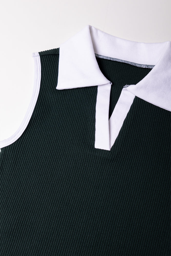 Collar Seamless Dress Dark Green (1)