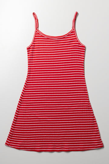 Rib Skater Dress Red