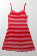 Rib Skater Dress Red (2)