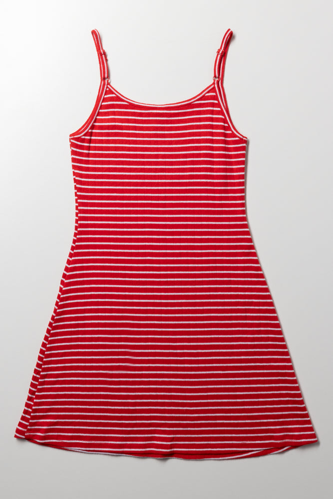 Rib Skater Dress Red (2)
