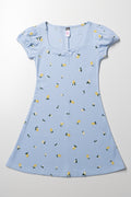 Lemon Rib Skater Dress Blue