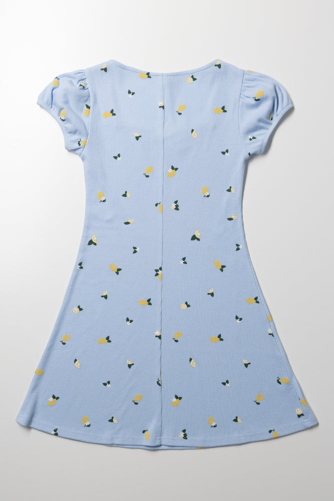 Lemon Rib Skater Dress Blue (2)