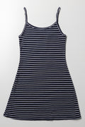Stripe Strappy Skater Dress Navy
