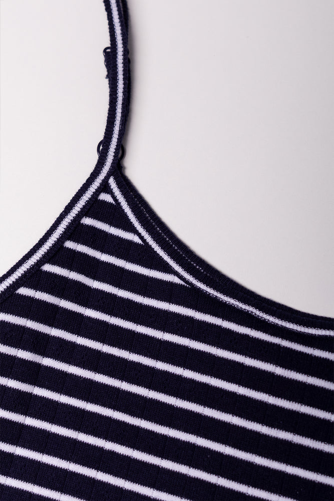 Stripe Strappy Skater Dress Navy