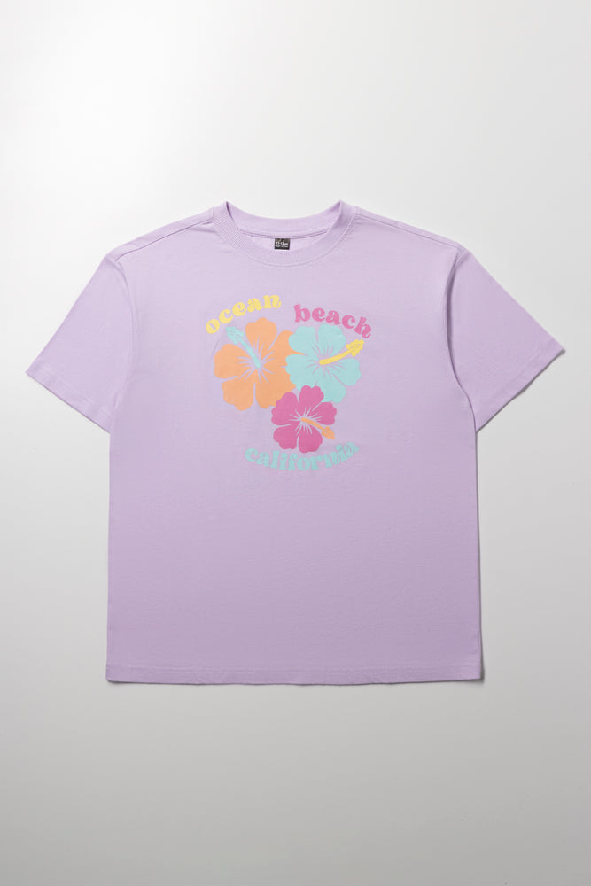 Flower Short Sleeve T-Shirt Lilac