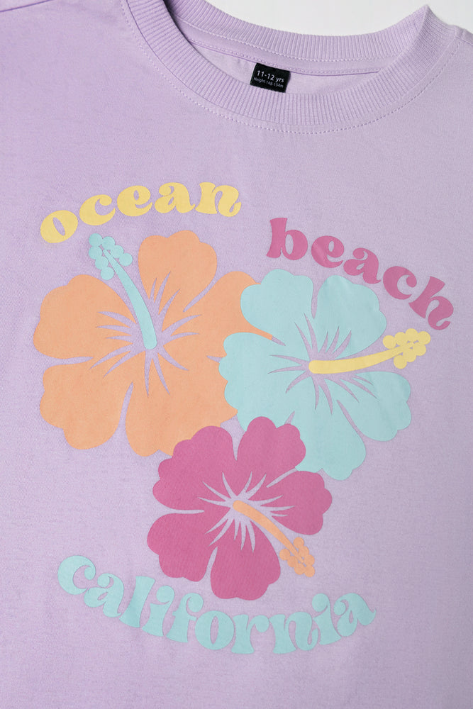 Flower Short Sleeve T-Shirt Lilac