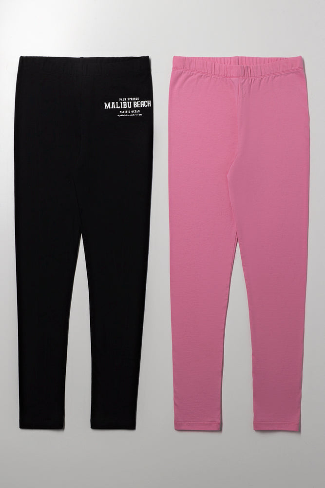 2 Pack Leggings Pink And Black