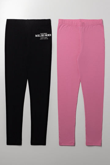 2 Pack Leggings Pink And Black