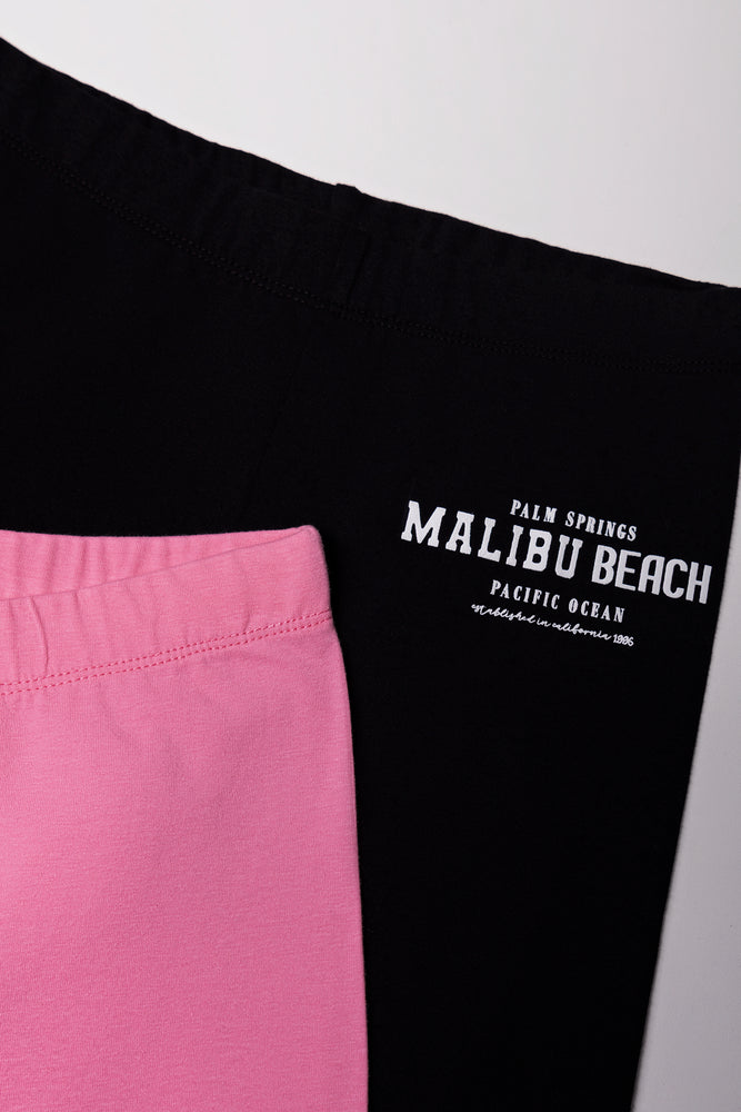 2 Pack Leggings Pink And Black
