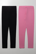 2 Pack Leggings Pink And Black (2)