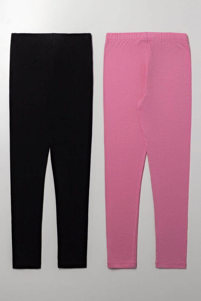 2 Pack Leggings Pink And Black (2)