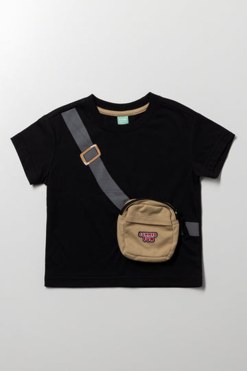 Short Sleeve T-Shirt Cross Body Bag Black