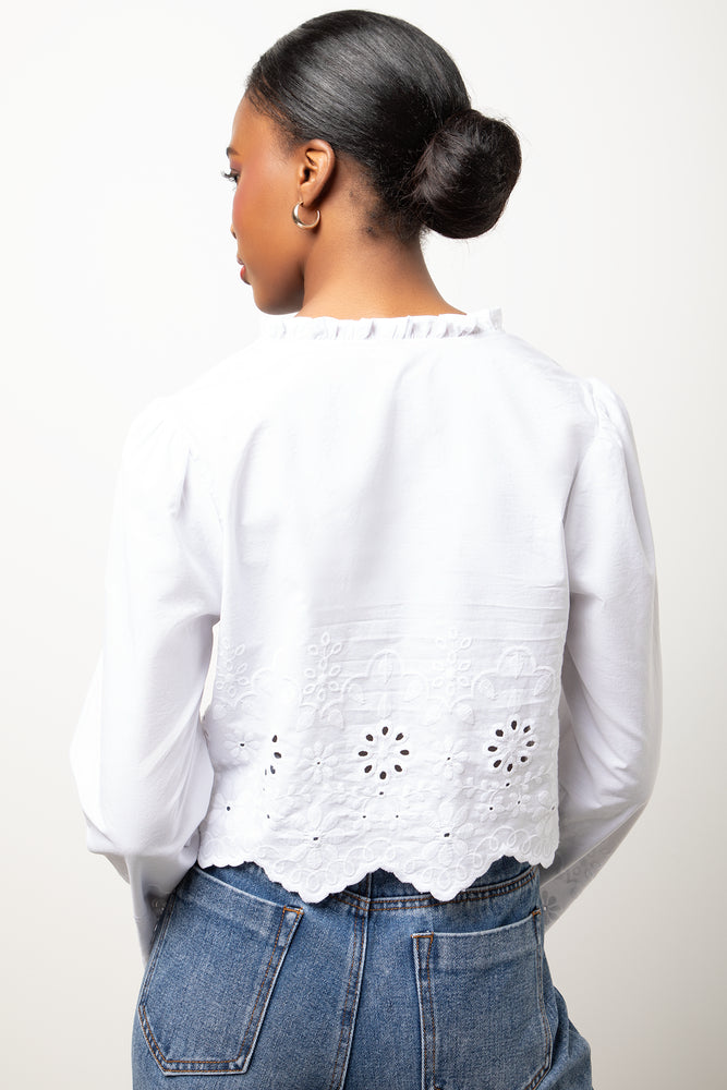 Anglaise Long Sleeve Cropped Shirt White (2)