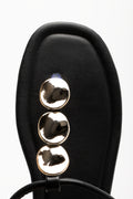Metal Trim Thong Sandal  Black (4)