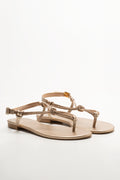 Knotted Ankle Strap Sandals Rose Gold