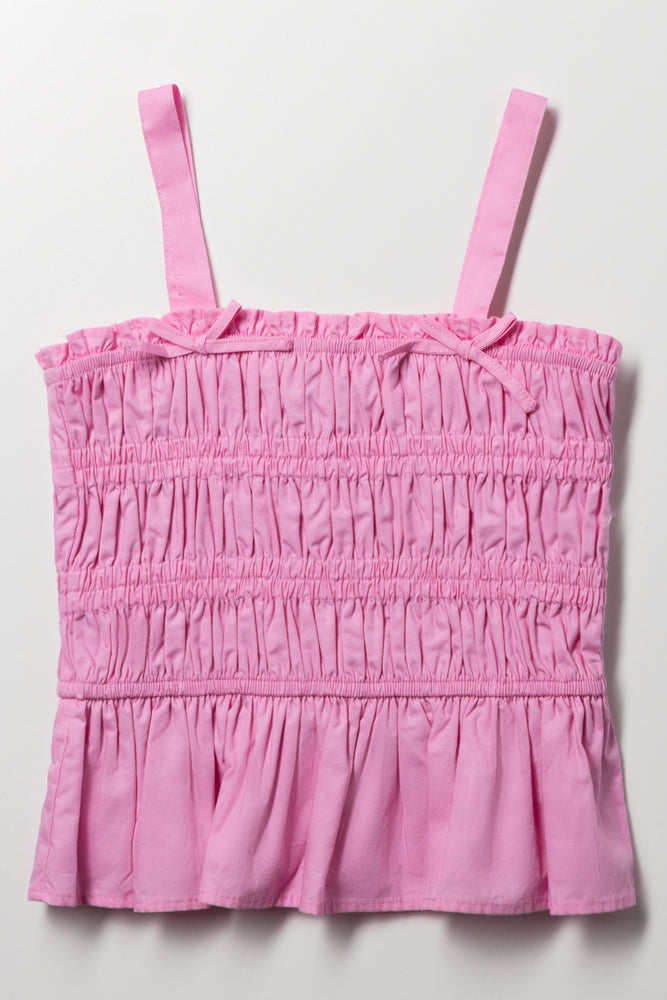 Ruched Strappy Top Pink