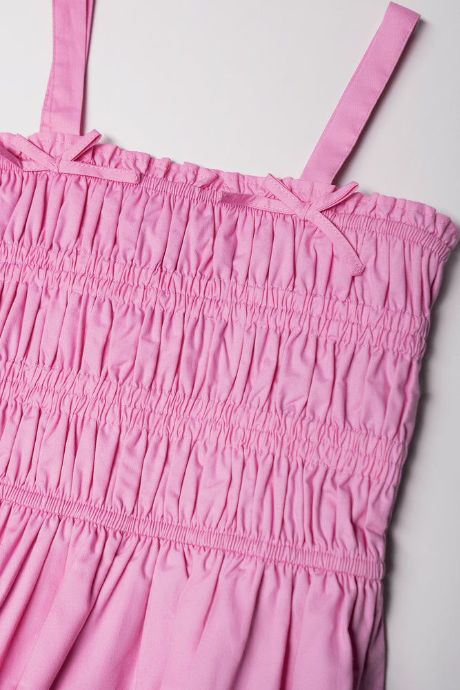 Ruched Strappy Top Pink