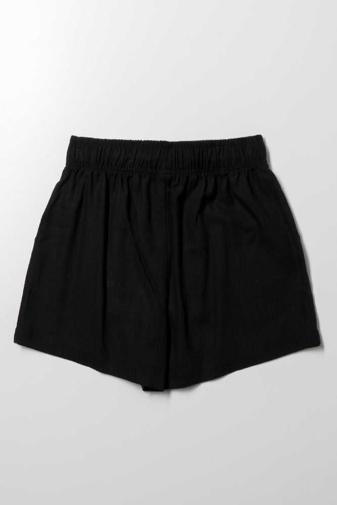 Linen Shorts Black (2)
