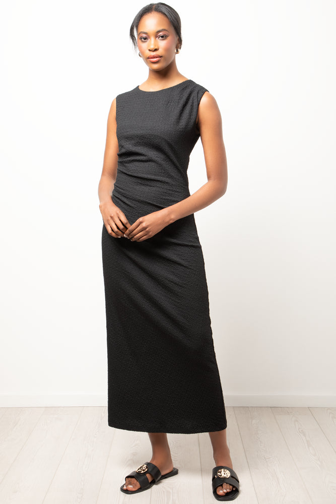Textured Knit Maxi Dress Black