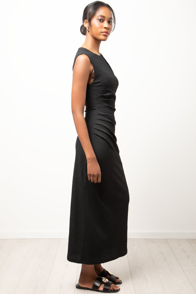 Textured Knit Maxi Dress Black
