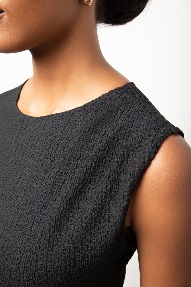 Textured Knit Maxi Dress Black (3)