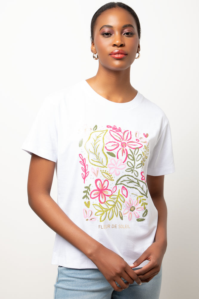 Floral Short Sleeve T-Shirt White