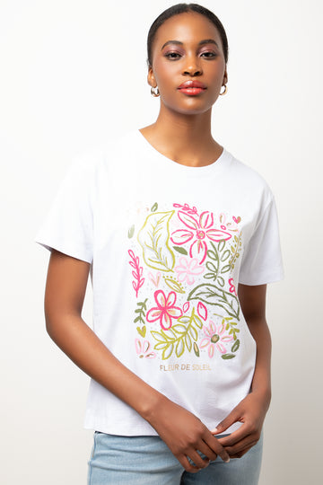 Floral Short Sleeve T-Shirt White
