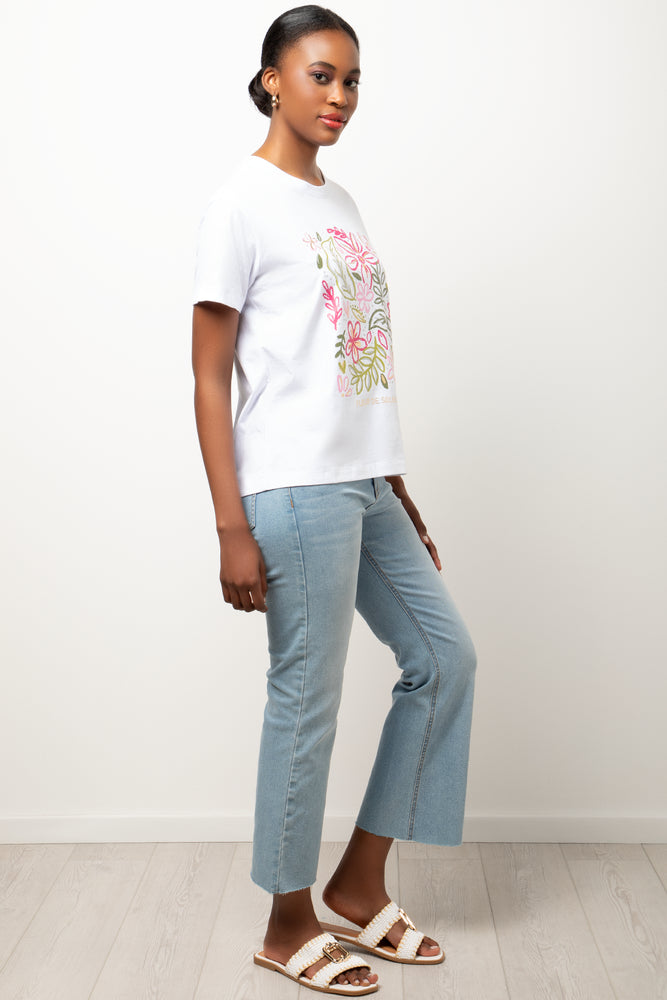 Floral Short Sleeve T-Shirt White