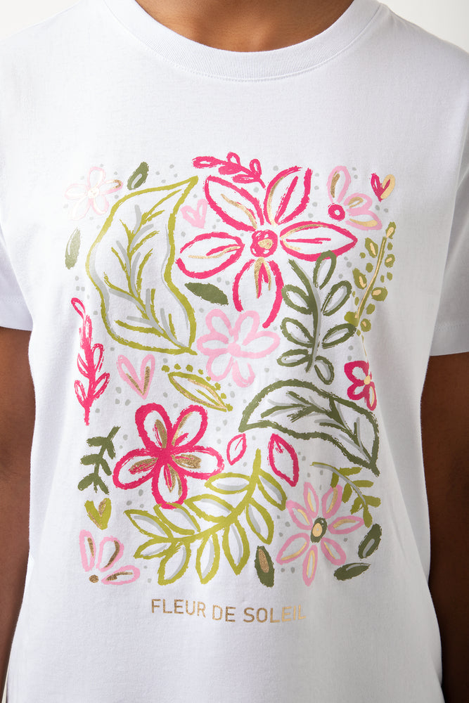 Floral Short Sleeve T-Shirt White (3)