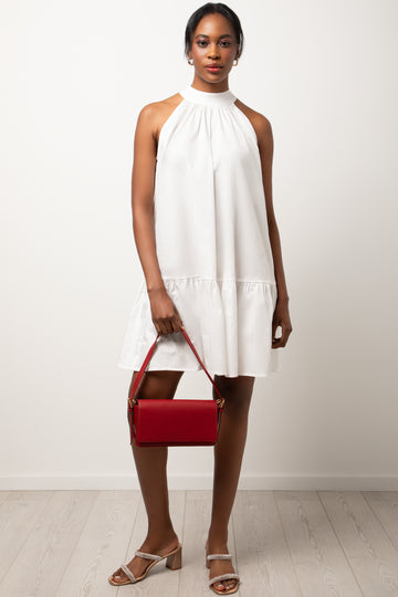 Halter Neck Tiered Dress White