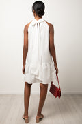 Halter Neck Tiered Dress White (2)