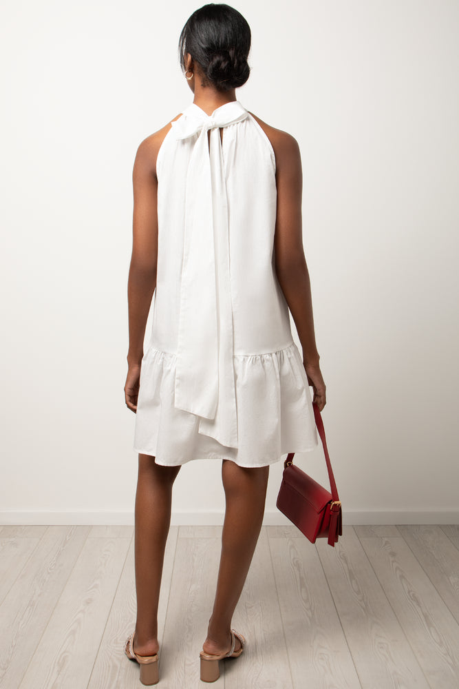Halter Neck Tiered Dress White (2)