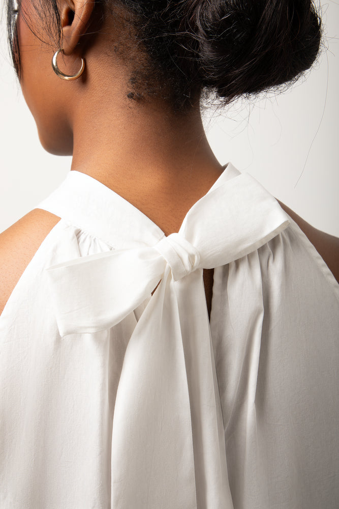 Halter Neck Tiered Dress White (3)