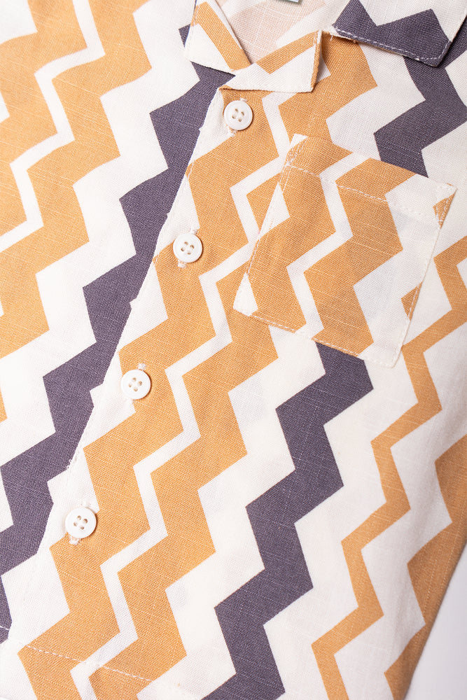 3 Piece T-Shirt, Shirt And Cargo Shorts Set Natural