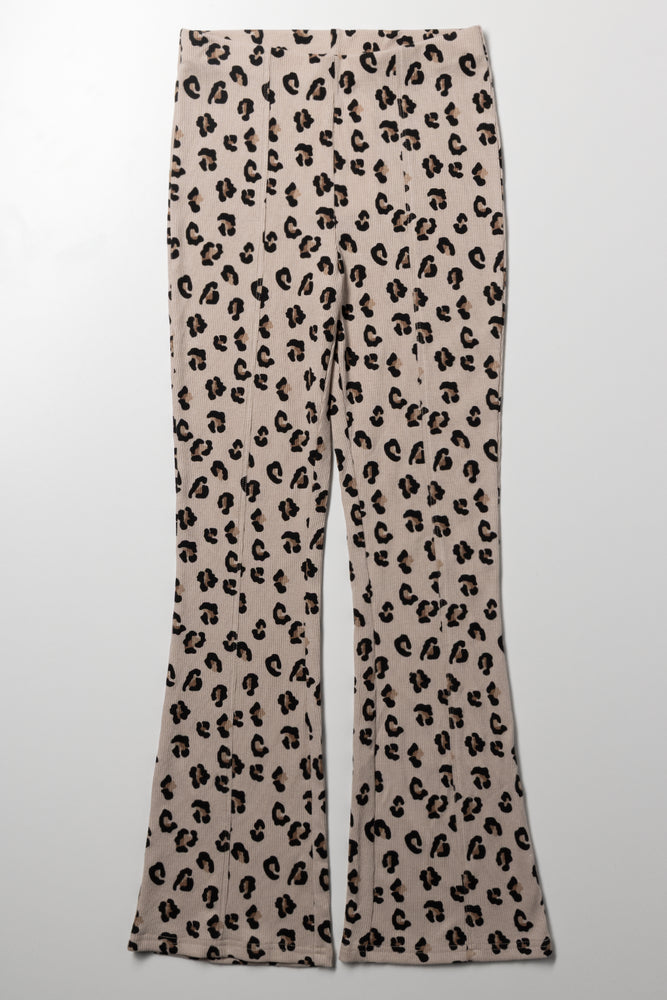 Leopard Flare Leggings Natural