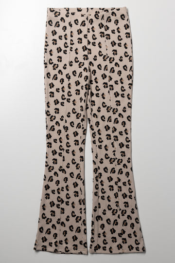 Leopard Flare Leggings Natural